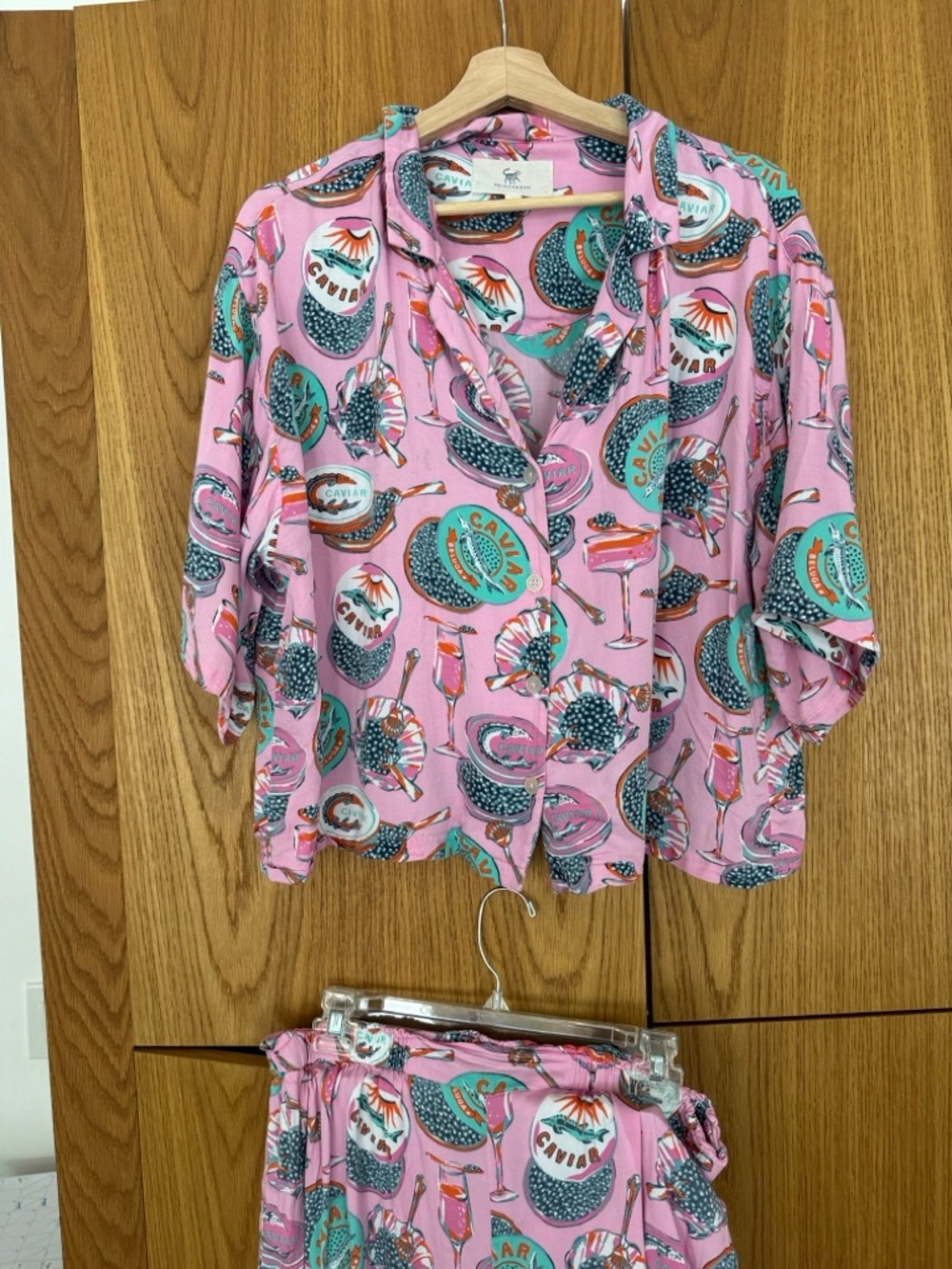 Printfresh Champagne & Caviar Eco Satin Wildest Dreams Pajama Set - Blush Medium